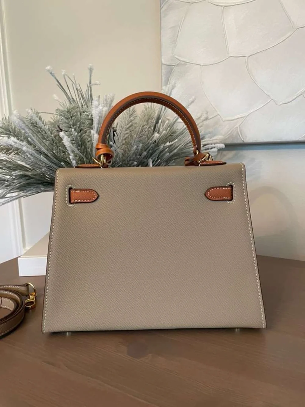 H Kelly bag 25cm Trench Gold bi-color epsom Sellier GHW - Picture 6 of 7